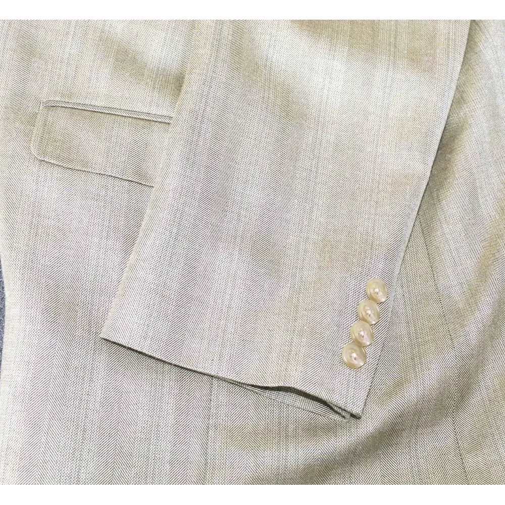 Ralph Lauren‎ Wool Silk Beige Gold Blazer Sport Jacket Coat Mens Size 44 Long
